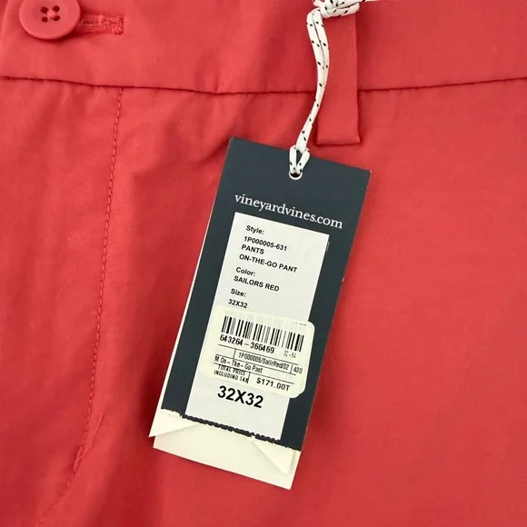 NWT Vineyard Vines On-The-Go Pant in Sailor Red
